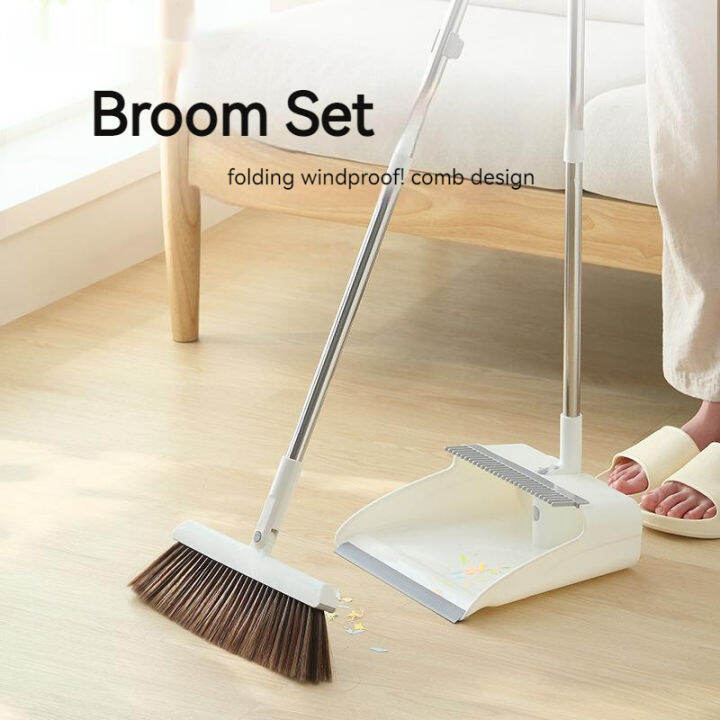 MKLNN Rotatable Head Dustpan And Broom Easy House Cleaning Brooms And