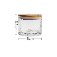 2021Japanese Hammer Pattern Glass Sealed Spice Jars with Bamboo Lid Transparent Snack Coffee Bean Storage Tank Kitchen Sugar Bottle