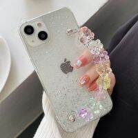 [Hot K] Bear Chain เคสนิ่มมีกากเพชรสำหรับ Samsung Galaxy S22 S21 S20 FE S10 S10E S9 Plus หมายเหตุ20 8 9 10 Plus สร้อยข้อมือปกหลัง