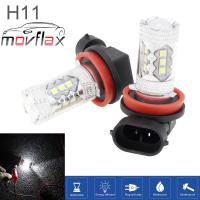 MovFlax ไฟหน้ารถยนต์ LED 2ชิ้น H11 12V 100W 6000K ไฟหลอดไฟไฟตัดหมอกสีขาว