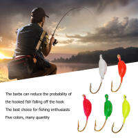 50Pcs Ice Fishing Jigs ชุด สีสันคว่ำตะขอปลาเหยื่อตกปลาพร้อมหนามสำหรับ Jigging น้ำแข็งฤดูหนาว