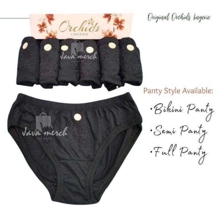 Orchids All Black Bikini Semi Panty Full Panty Lingerie Cotton Lazada PH