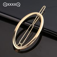 Metal Frog Clip Hairpin Hair Accessories Bangs Clip Female Alloy Word Clip Simple Golden Silver Girl Fashion Triangle Moon Clip