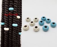 【Factory-direct】 Quick Sell Mall 10ชิ้น/ล็อต Turquoise หินธรรมชาติผม Braid Dreadlock ลูกปัด Cuffs แหวนเครื่องประดับ Dreadlock