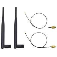 2 X 6dBi 2.4GHz 5GHz แถบคู่ WiFi RP-SMA เสาอากาศ + 2X35ซม.U.Fl/สาย IPEX