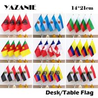 YAZANIE 14x21cm 4PCS Albania Argentina Bulgaria Colombia National Table Flag Cameroon Chile Egypt Ecuador Countries Desk Flags