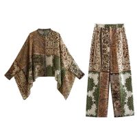 European and American style 2023 spring new fashion womens clothing patchwork cape shirt pants 2853140 330