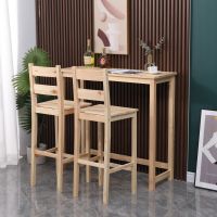 Bar table set 2 seats ( 1 table, 2 chairs ) Table:110x40x100 cm. Chair:41.5x41.5x110 cm.- Natural wood