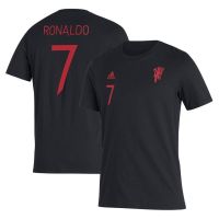 Manchester United adidas T-Shirt Cristiano Ronaldo and Bruno Fernandes - Black (เสื้อยืดแมนยูไนเต็ดของแท้100%จากอังกฤษ)