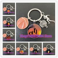 Fashion Basketball Photo Keychain Souvenir Glass Keyring Ornament