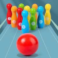 Children Montessori Educational Math Toy Wooden Color Bowling Set 10 Pins 1 Ball Bowling Game Indoor Family Sports Toy
