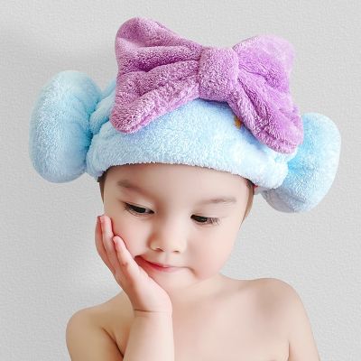 ﹊﹍♀ Childrens Sheep Horn Dry Hair Cap Absorbs and Wipes Baby Shampoo
