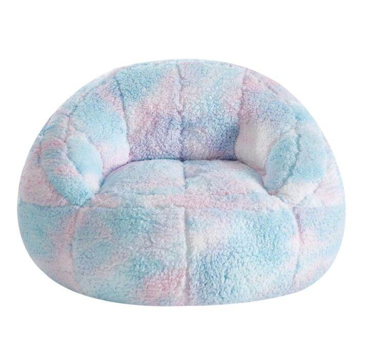 Super soft teddy Sherpa bean bag chair, Pink Blue | Lazada PH