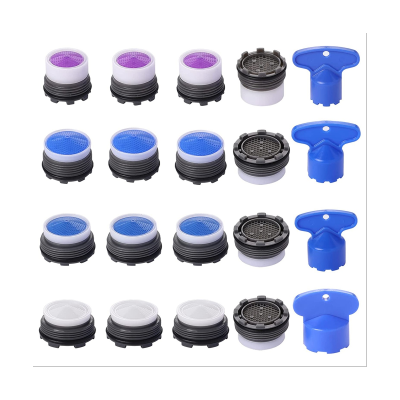20Pcs Faucet Aerators, M16.5 M18.5 M21.5 M24 Faucet Cache Aerator Water Saving Flow Restrictor with Key Removal Wrench