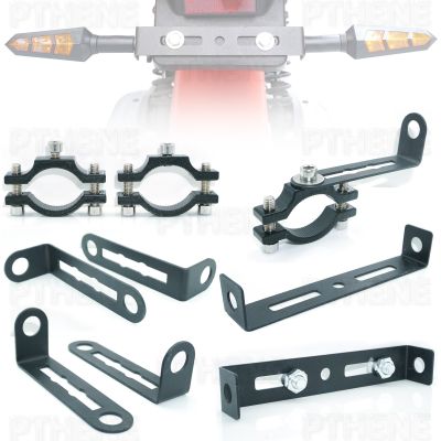 Pthene Universal Motorcycle Scooter 10mm Turn Signal Lights Brackets Indicator Lamps Holder Lamp Mount Clamps Metal Accessories