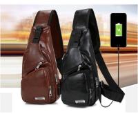BAG-FASHION Men Bag USB Charging Leather Handbag กระเป๋ษสะพายข้าง คาดอก กระเป๋า กระเป๋ากันน้ำ กระเป๋าผู้ชาย กระเป๋าสะพายข้างผู้ชาย-1323
