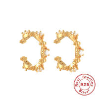 gorgeous ear clip for women irregular ns shape 925 sterling silver mini clear zircon earrings female casual party accessory