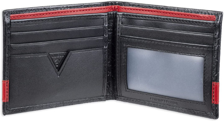 guess-mens-leather-slim-bifold-wallet-one-size-black-red