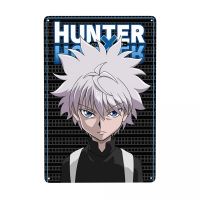 Hunter X Hunter Killua Zoldyck โลหะดีบุกป้ายสี่เหลี่ยมผืนผ้าที่กำหนดเองการ์ตูนอะนิเมะป้ายภาพยนตร์ตรวจสอบบาร์คาเฟ่ลานผนังศิลปะตกแต่ง 20 * 30 ซม