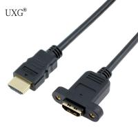 HDMI A 1.4โวลต์19pin ชายกับ Hdmi ประเภทหญิงส่วนต่อขยายสายเคเบิ้ลที่มีรูสกรูล็อคแผงเมา30เซนติเมตร60เซนติเมตร100เซนติเมตร150เซนติเมตร1ft 2ft 3ft