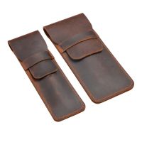 Handmade Pen Bag From Cowhide Genuine Leather Retro Pencil Bag Vintage Style Pencil Case Storage Bag For Journal Travel Supplies Pencil Cases Boxes