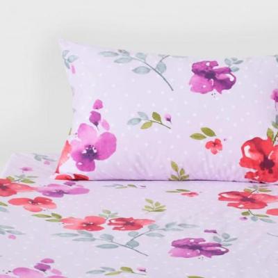 BARI เบสิโค ชุดผ้าปูที่นอน ลายดอกไม้ สีม่วง ขนาด 3.5 ฟุต 3 ชิ้น