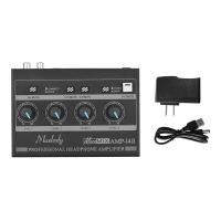 Muslady AMP-14 4-Channel Headphone Amplifier Compact Stereo Headphone Amp with RCA/6.35mm/3.5mm Input Volume Control Projector Mounts