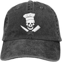 Unisex Skull-Chef Cooking Skull Vintage Jeans Adjustable Baseball Cap Cotton Denim Dad Hat Outdoor Caps Black High Quality