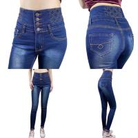 [A Motion]♂กางเกงมองเอวสูงเซ็กซี่สุดๆสำหรับผู้หญิงเอว Celana Jeans Denim ยืดได้