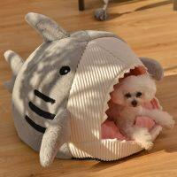 SHARK Shape House Cat Bed Dog Bed WARM confortable Cushion ตะกร้าสัตว์เลี้ยง Soft Puppy kitten MAT BAG washable Product Other Organizer