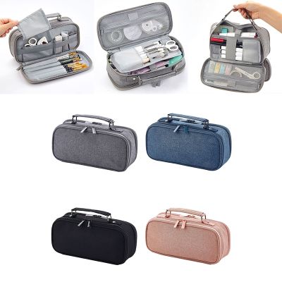 【CC】✙▼  Large Capacity Layer Canvas Storage Make Up Stationery School Supply