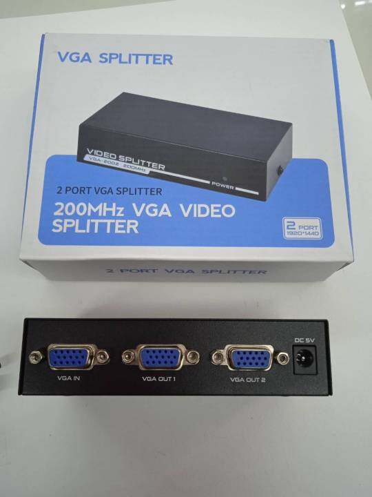 vga-splitter-2-port-1x2-200-mhz-ตัวแปลงจอ-กล่องแปลงจอ-1-เครื่อง-ออก-2-จอพร้อมกัน-มีอะดับเตอร์ไฟเลี้ยง-ภาพชัดชัดสัญญานดี