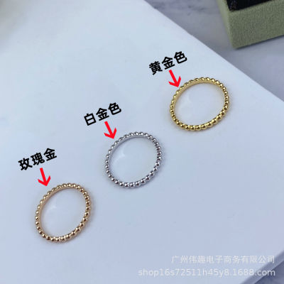 [COD] ของใหม่ S925 แหวนลูกปัดสีเงินสีเงินหญิงตัวอักษรลูกปัดซ้อนกันสวมแหวนคู่แฟชั่นชุบทอง Baita แหวนสามสีสำหรับผู้หญิง