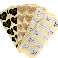 1000 Pcslot Kawaii Hot Stamping Thank you Heart design Adhesive Kraft Seal Sticker for Baking Funny DIY Gift Label Stickers