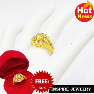 Inspire Jewelry ,แหวนพลอยขาว ยกยอด งานจิวเวลลี่ แบบงานอนุรักษ์ไทย ตัวเรือน หุ้มทองแท้  24K พร้อมกล่องกำมะหยี่ ลายตามที่โชว์ ลายโบราณ  สวยงามมาก ปราณีต ใส่กับเสื้อผ้าไทย ชุดไทย ผ้าสไบ หรือใส่ประดับ ผ้าซิ่น ผ้าถุง ผ้าไหม