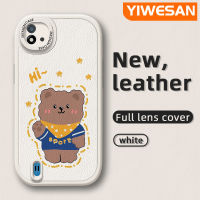 YIWESAN เคสสำหรับ Realme C20 C15,C11 C20A 2020 C11 2021 Narzo เคส50i สปอร์ตมีลวดลายหมีดีไซน์ใหม่นิ่มเคสใส่โทรศัพท์หนังเคสมือถือกันกระแทกป้องกันการตกด้วยเคสป้องกันกล้องเลนส์คลุมทั้งหมด