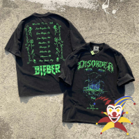 New World Justin Bieber T เสื้อผู้ชายผู้หญิง Vintage Washed Heavy ผ้าเสื้อยืด Tops Tee