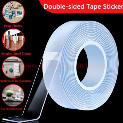 ✕▩ Ultra-Strong Double Sided Adhesive Sticky Tape Waterproof Wall Stickers Reusable Heat Resistant Glue Bathroom Kitchen Carpet Car