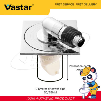 Vastar ตะแกรงระบายน้ำติดพื้น4นิ้ว,สำหรับเครื่องซักผ้าป้องกันกลิ่นและแมลงฝาปิดแบบถอดออกได้ขนาด10*10ซม. ทำจากสเตนเลสสตีล