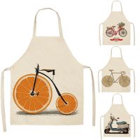 Car Bicycle Pattern Kitchen Aprons Woman Adult Kids Cotton Linen Bibs Home Cooking BBQ Apron Cleaning Accessory