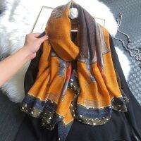 【Miki Xinyuan】2021New CottonShawlWrap WarmScarvesDesign พิมพ์หญิง Foulard Beach Stoles ผ้าพันคอ