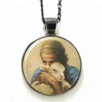 Jesus and Lamb necklace is My Shepherd glass Photo Cabochon necklace