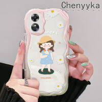 เคส Chenyyka สำหรับ OPPO A17เคส A17K ลายการ์ตูนในฤดูร้อนที่น่ารักสาวน้อยเคสขอบโค้งใสเนื้อครีมเคสมือถือฝาครอบป้องกัน