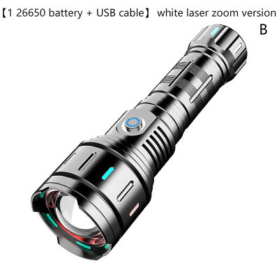Laogeliang ไฟฉายยุทธวิธี LED ประสิทธิภาพสูงชาร์จไฟได้ USB โคมไฟ26650ตั้งแคมป์ XHP360กันน้ำโคมไฟมือ
