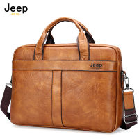 JEEP BULUO High Quality Travel Handbag For Man Mens Business Briefcase Bag Split Leather 14 inches Laptop Bags New Arrivals