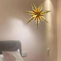 45cm Hollow Out Star Christmas Tree Hanging Pendant Bedroom Party Grille Night Light Garden Home Window Hanging Decoration Light L9E3