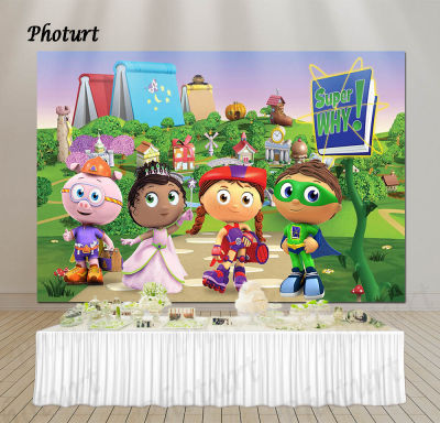 Photurt Super Why Photography Backdrop Kids Birthday Party Background Fairy Tales Polyester Vinyl Banner Studios Decorate Props