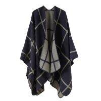 ผู้หญิงแคชเมียร์รู้สึกผ้าคลุมไหล่ Lady Classic Plaid Cape ฤดูใบไม้ผลิฤดูใบไม้ร่วง Retro เสื้อสเวตเตอร์ถักฤดูหนาวเสื้อคลุมหรูหราขนาดใหญ่ผ้าห่มใหม่ใน