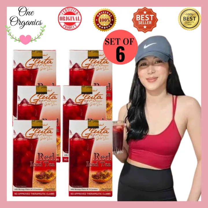 One Organics Set of 6 Gluta Lipo Red Iced Tea Original Slimming and