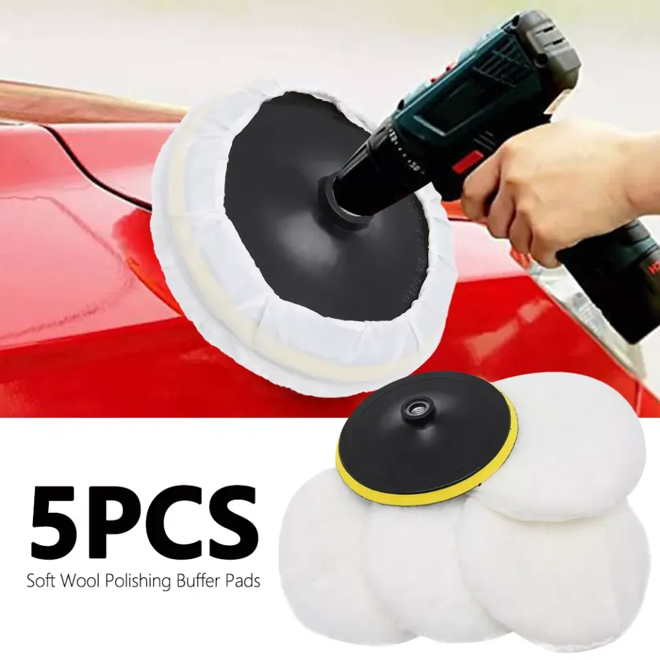 5Pcs 6 Buffing Polishing Pad Wool Wheel Mop Kit For Car Polisher Drill  Adapter